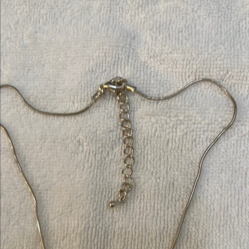 Elegant Silver Tone Necklace with Adjustable Chain - Picture 2 of 4